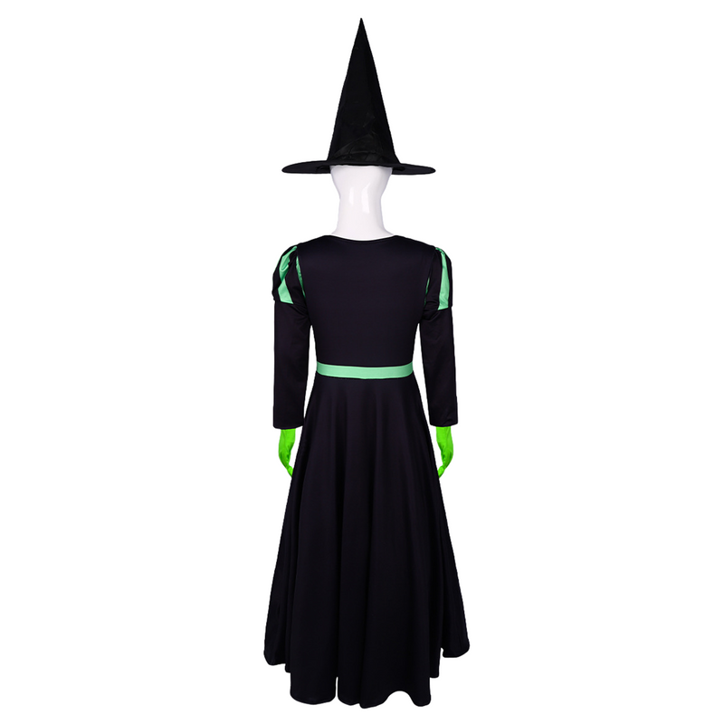 Film Wicked Elphaba Witch Cosplay Costume Black Dress Gloves Hat