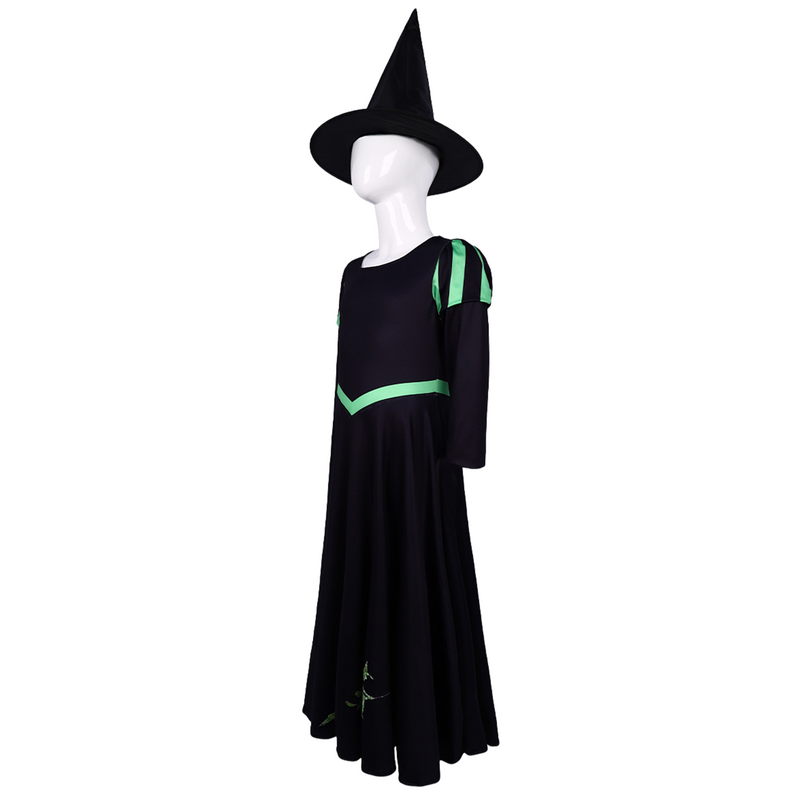 Film Wicked Elphaba Witch Cosplay Costume Black Dress Gloves Hat