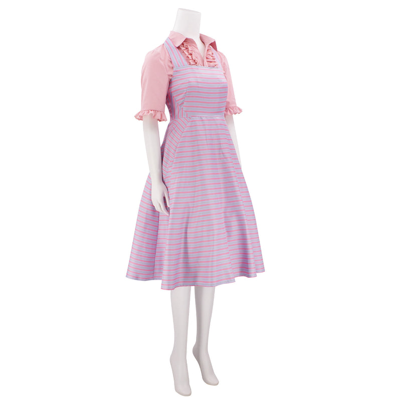 Film Wicked Glinda Cosplay Costume Pink Striped Dress Shirt