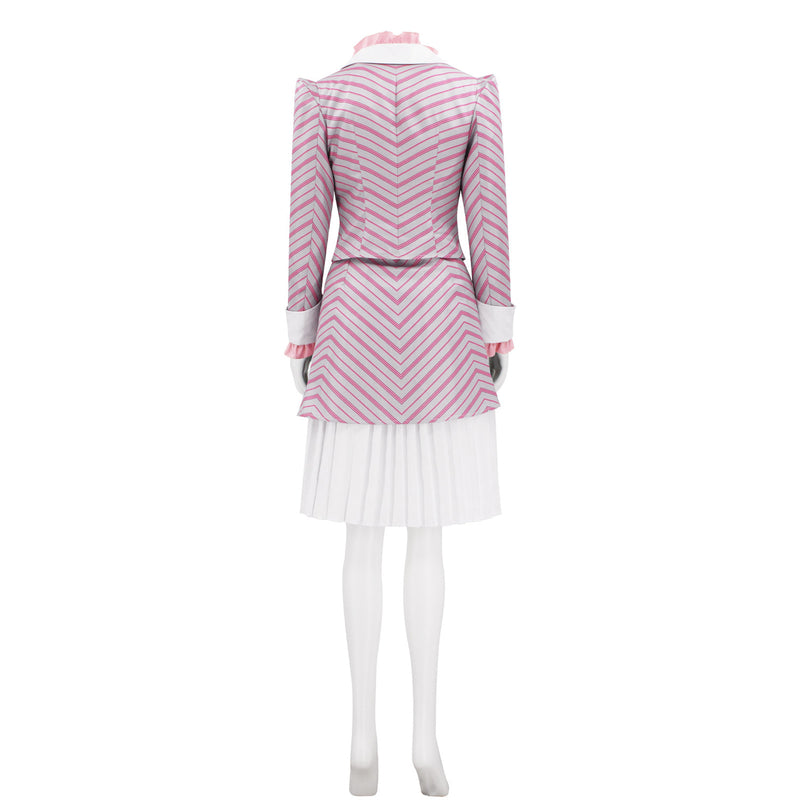 Film Wicked Glinda Cosplay Costume Pink Striped Uniform