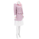 Film Wicked Glinda Cosplay Costume Pink Striped Uniform