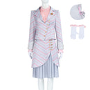 Film Wicked Glinda Cosplay Costume Purple Striped Uniform - AwwwCos