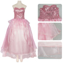 Film Wicked Glinda Cosplay Costume Sequin Corset Pink Organza Dress - AwwwCos