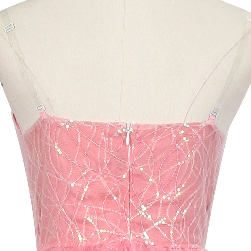 Film Wicked Glinda Glynda Cosplay Costume Pink Sequin Ruffles Dress