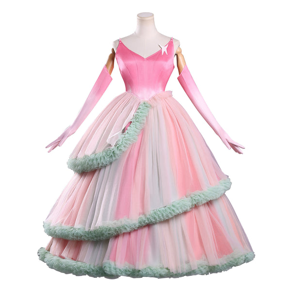 Film Wicked Glinda Glynda Cosplay Costume Spaghetti Strap Ball Gown Crinoline - AwwwCos