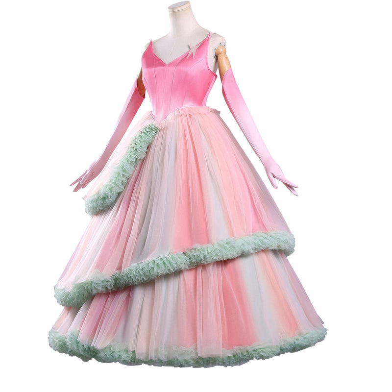 Film Wicked Glinda Glynda Cosplay Costume Spaghetti Strap Ball Gown Crinoline - AwwwCos