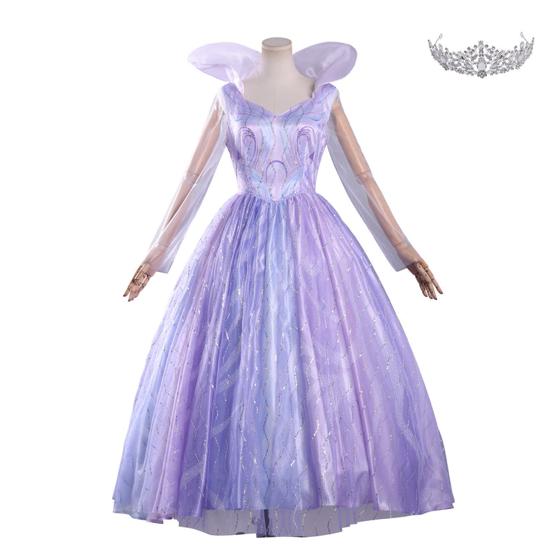 Film Wicked Glinda Glynda Cosplay Costume Stand Collar Purple Dress Crinoline - AwwwCos