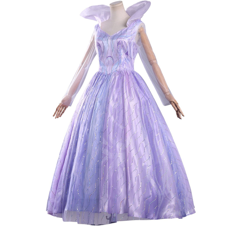 Film Wicked Glinda Glynda Cosplay Costume Stand Collar Purple Dress Crinoline - AwwwCos