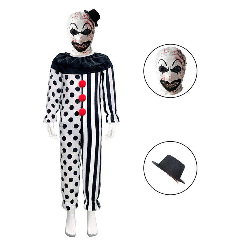 Film Terrifier It Clown Cosplay Costume Kid Wave Point Striped Jumpsuit