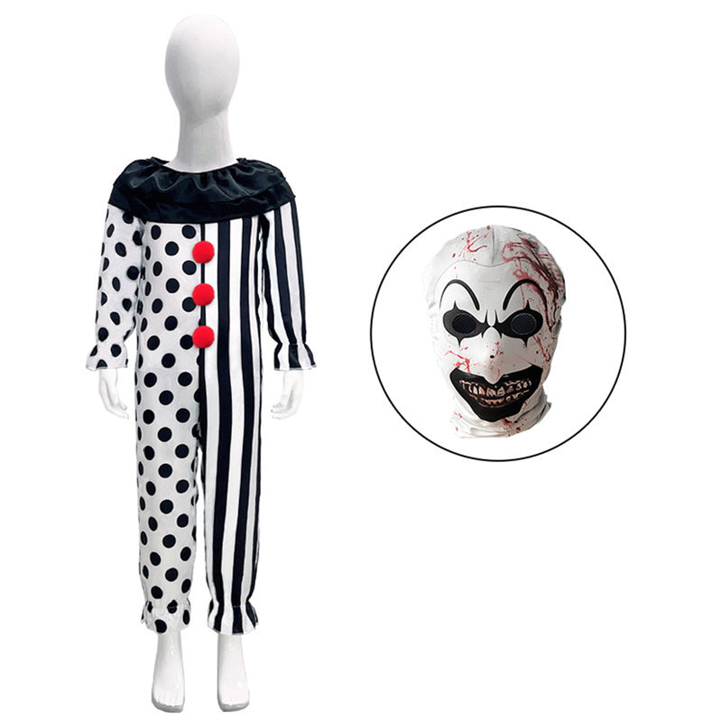 Film Terrifier It Clown Cosplay Costume Kid Wave Point Striped Jumpsuit