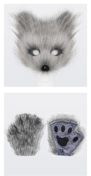 Fox Mask Gloves Cosplay Costume Furry Simulation Halloween Beast Tail Set