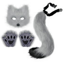Fox Mask Gloves Cosplay Costume Furry Simulation Halloween Beast Tail Set