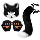 Fox Mask Gloves Cosplay Costume Furry Simulation Halloween Beast Tail Set