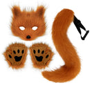 Fox Mask Gloves Cosplay Costume Furry Simulation Halloween Beast Tail Set