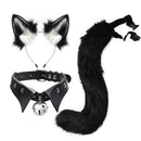 Gothic Punk Style Fox Ear Headband Cosplay Costume Halloween Collar fox Tail Cute Set