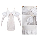 Anime Alien Stage Sua Cosplay Costume White Velvet Tight Dress Gloves - AwwwCos