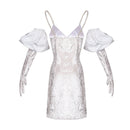 Anime Alien Stage Sua Cosplay Costume White Velvet Tight Dress Gloves - AwwwCos