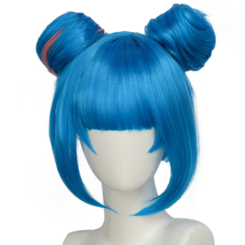 Game Arcane:League of Legends Jinx Cosplay Blue Wig With Circle Buns - AwwwCos