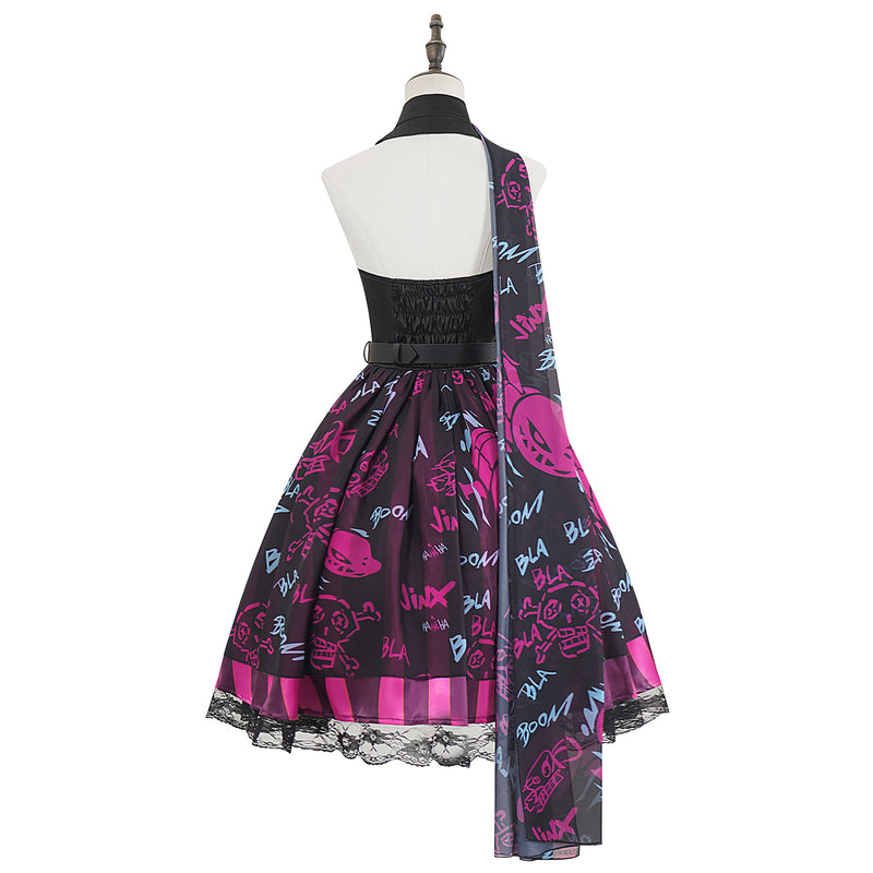 Game Arcane League of Legends Jinx Cosplay Costume Fashion Dress