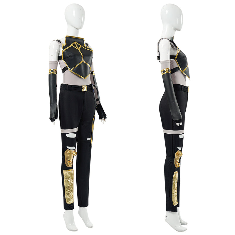 Game Arcane:League of Legends Vi Cosplay Costume Black Armor Suit - AwwwCos