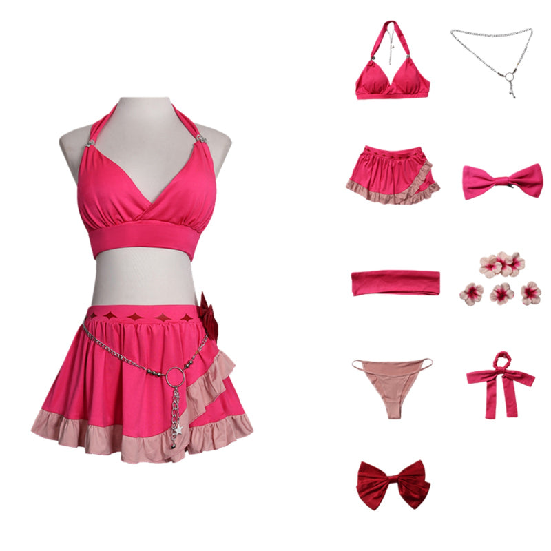 Game Final Fantasy Rebirth Aerith Gainsborough Cosplay Costume Red Swimsuit - AwwwCos