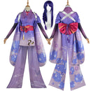 Game Genshin Impact Raiden Shogun Cosplay Costume Kimono Dress Robe Wig