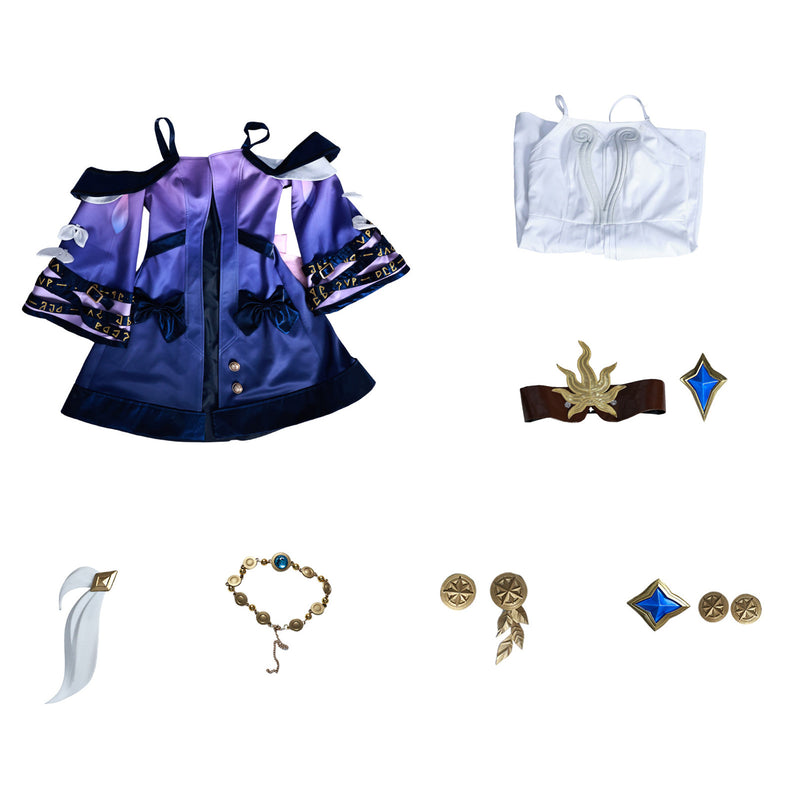 Game Honkai: Star Rail Cyrene Cosplay Purple Sleeve Dress Embroidery Vest - AwwwCos