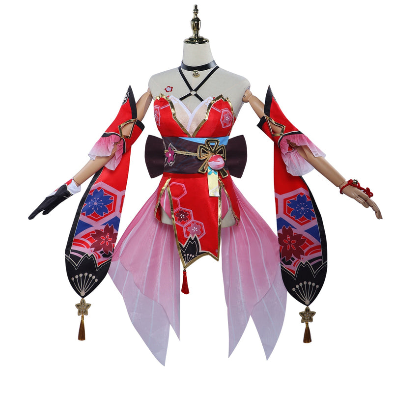 AwwwCos Game Honkai Star Rail Sparkle Cosplay Costume Women Dress Halloween Party Outfits with Fox Mask