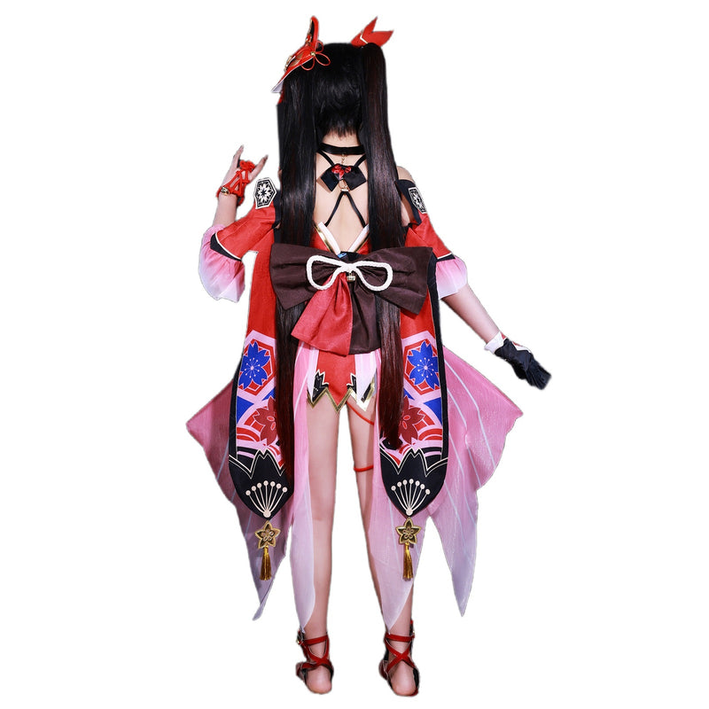 AwwwCos Game Honkai Star Rail Sparkle Cosplay Costume Women Dress Halloween Party Outfits with Fox Mask