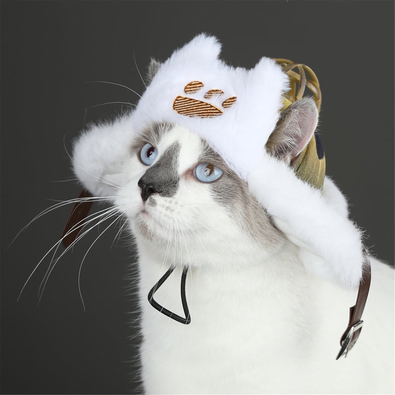 Game Monster Hunter Wilds Palico Cat Cosplay Hat White Cap