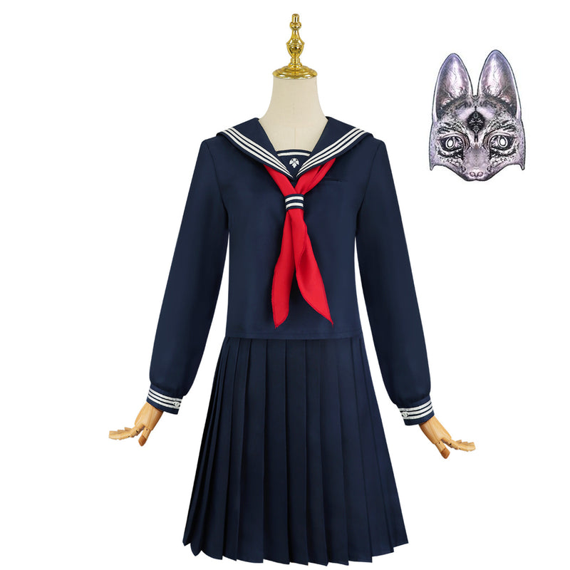 Game Silent Hill Shimizu Hinako Cosplay Costume Fox Mask Navy Blue Suit - AwwwCos