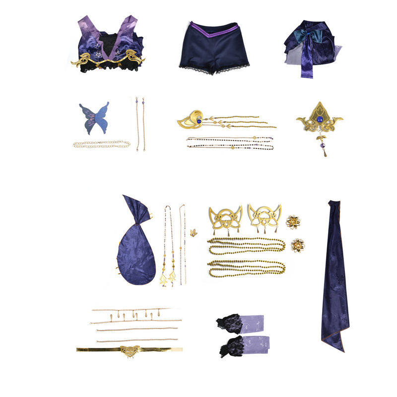 Game Treacherous Waters Jiuling Cosplay Costume Dress Shoes Wig
