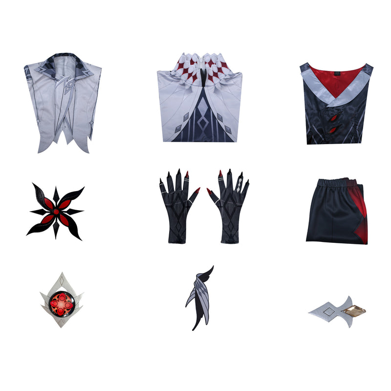 AwwwCos Genshin Impact Arlecchino Knave Cosplay Costume Fatui Harbinger Cosplay Outfit Fatui Servant Snezhnaya Halloween Clothes