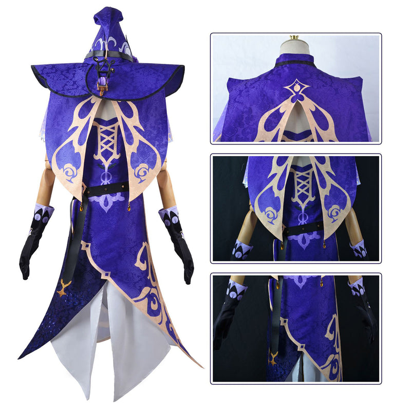 AwwwCos Genshin Impact Lisa Cosplay Costume Dress Suit Robe Halloween Carnival Outfit Uniform Clothes for Women