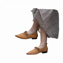 Genuine Leather Women Flower Spring Breathable Soft Sole Pointed shoes - AwwwCos