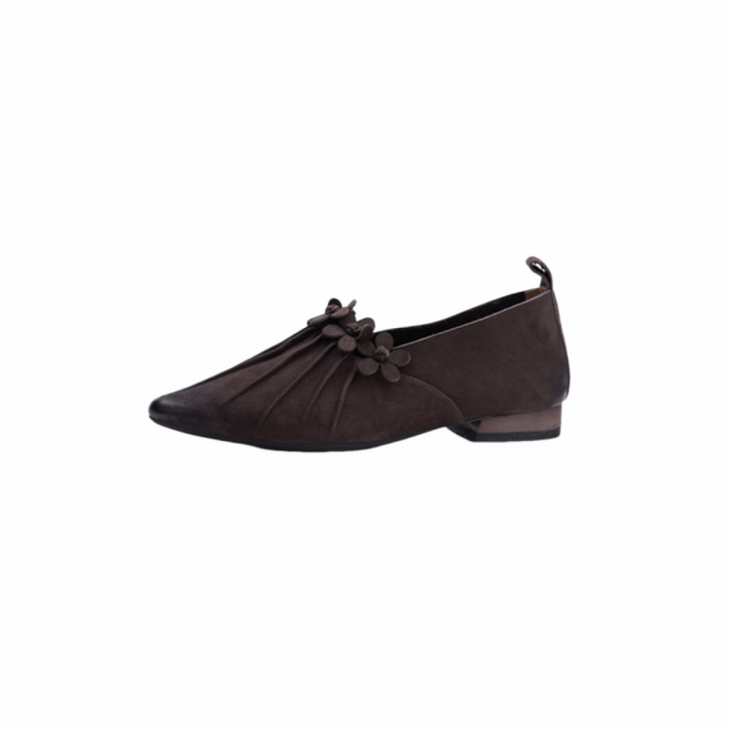 Genuine Leather Women Flower Spring Breathable Soft Sole Pointed shoes - AwwwCos