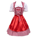 German Beer Festival Cosplay Red Apron Plaid Dress Oktoberfest Dirndl Costume - AwwwCos