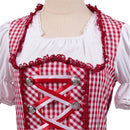 German Beer Festival Cosplay Red Apron Plaid Dress Oktoberfest Dirndl Costume - AwwwCos