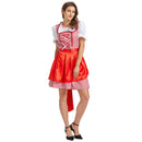 German Beer Festival Cosplay Red Apron Plaid Dress Oktoberfest Dirndl Costume - AwwwCos