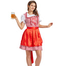 German Beer Festival Cosplay Red Apron Plaid Dress Oktoberfest Dirndl Costume - AwwwCos