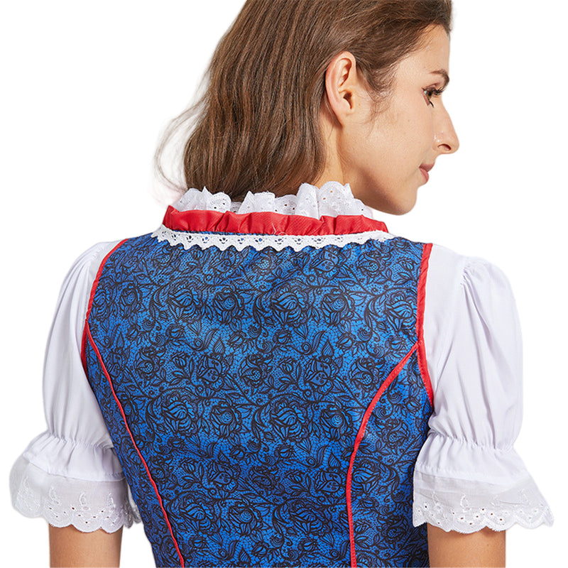 German Beer Festival Cosplay Red Apron Lace Dress Oktoberfest Dirndl Costume - AwwwCos