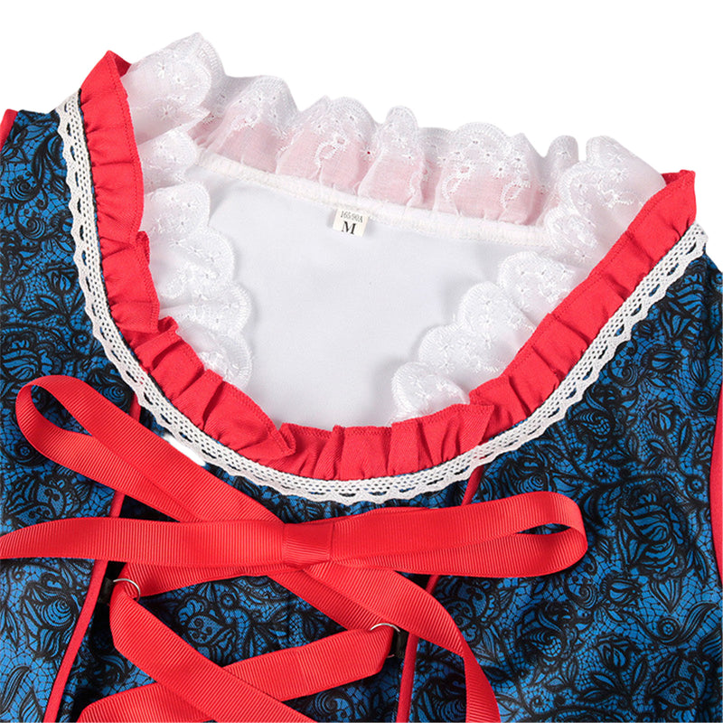 German Beer Festival Cosplay Red Apron Lace Dress Oktoberfest Dirndl Costume - AwwwCos