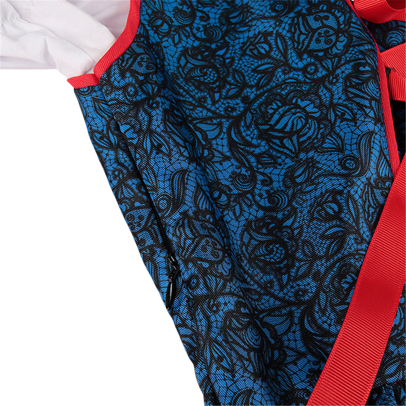 German Beer Festival Cosplay Red Apron Lace Dress Oktoberfest Dirndl Costume - AwwwCos