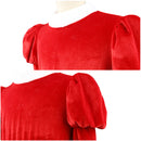Girl Christmas Santa Claus Dress Red Velvet Dress with Glasses - AwwwCos