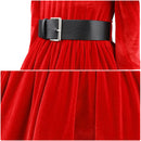 Girl Christmas Santa Claus Dress Red Velvet Dress with Glasses - AwwwCos