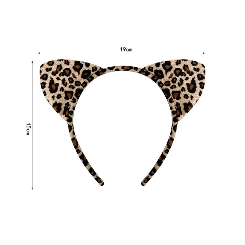 Girls Animal Cosplay Party Leopard Plush Ear Headband Temporary Tattoo Tail - AwwwCos