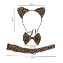 Girls Animal Cosplay Party Leopard Plush Ear Headband Temporary Tattoo Tail - AwwwCos