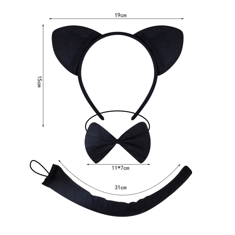 Girls Animal Cosplay Party Leopard Plush Ear Headband Temporary Tattoo Tail - AwwwCos