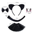 Girls Animal Cosplay Party Leopard Plush Ear Headband Temporary Tattoo Tail - AwwwCos