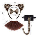 Girls Animal Cosplay Party Leopard Plush Ear Headband Temporary Tattoo Tail - AwwwCos